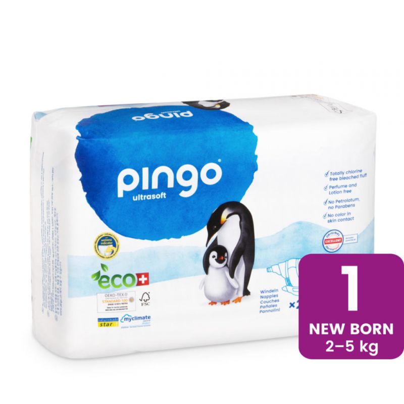 Schweizer Eco-Windeln - Newborn (2-5kg), 1x 27Stk  - Pingo