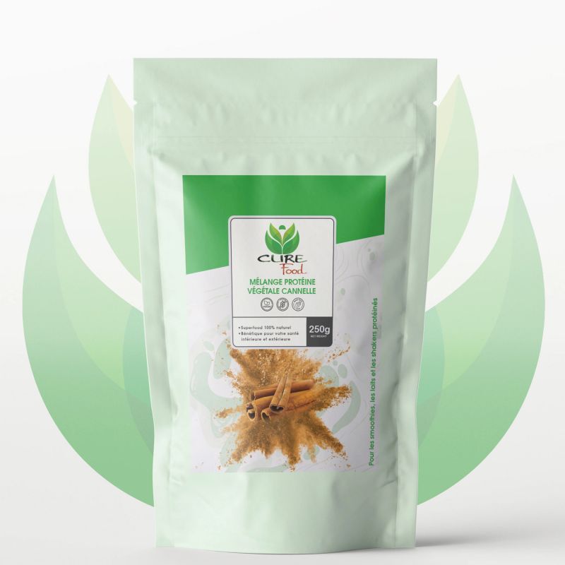 Miscela di proteine vegetali, cannella (100% naturale), vitamine, minerali e antiossidanti - 250g - CureFood