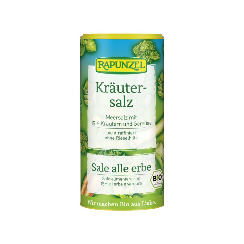 Sel de Marin BIO aux herbes (15% d'herbes et de légumes) - Saupoudreur  125g - Rapunzel