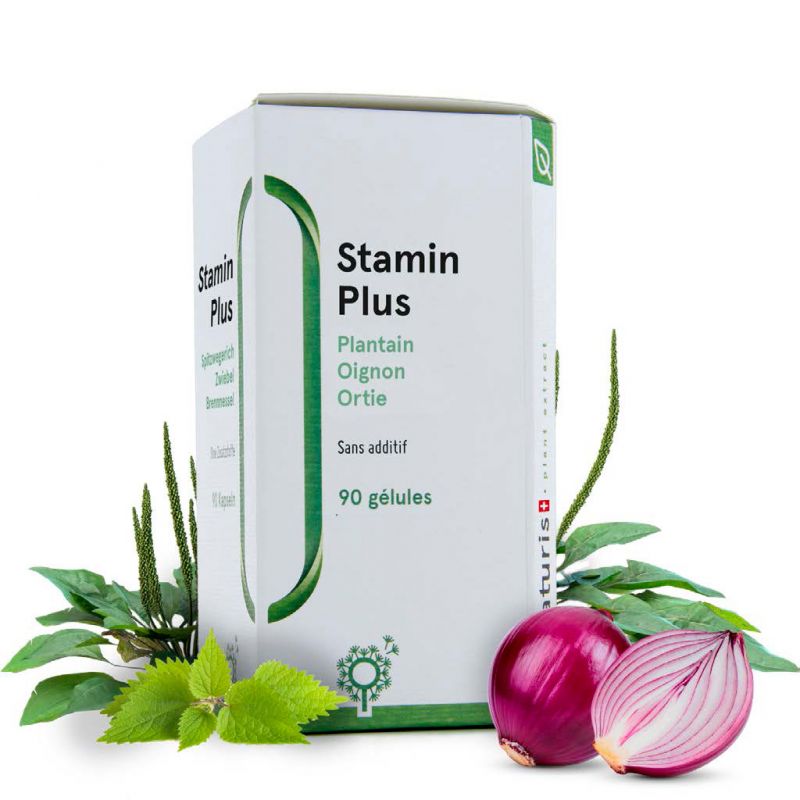 Stamin PLUS, per combattere le allergie - Quercetina, Ortica e Plantina - 90 capsule - BIOnaturis