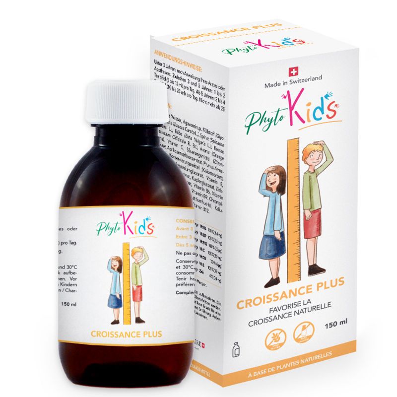 Wachstum Plus - Natürliches Schweizer Nahrungsergänzungsmittel für Kinder - Orange - 150ml - PhytoKids