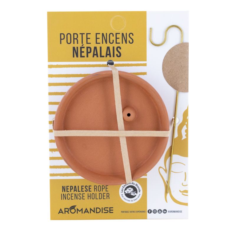 Porte encens pour Cordelettes népalaises - Terracotta & Laiton - 1pce - Les encens du monde