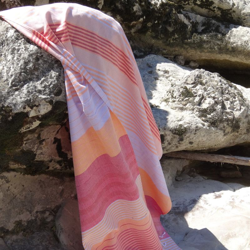 Fouta in cotone biologico, Collezione SUD, Azalea - 100x200cm - Karawan