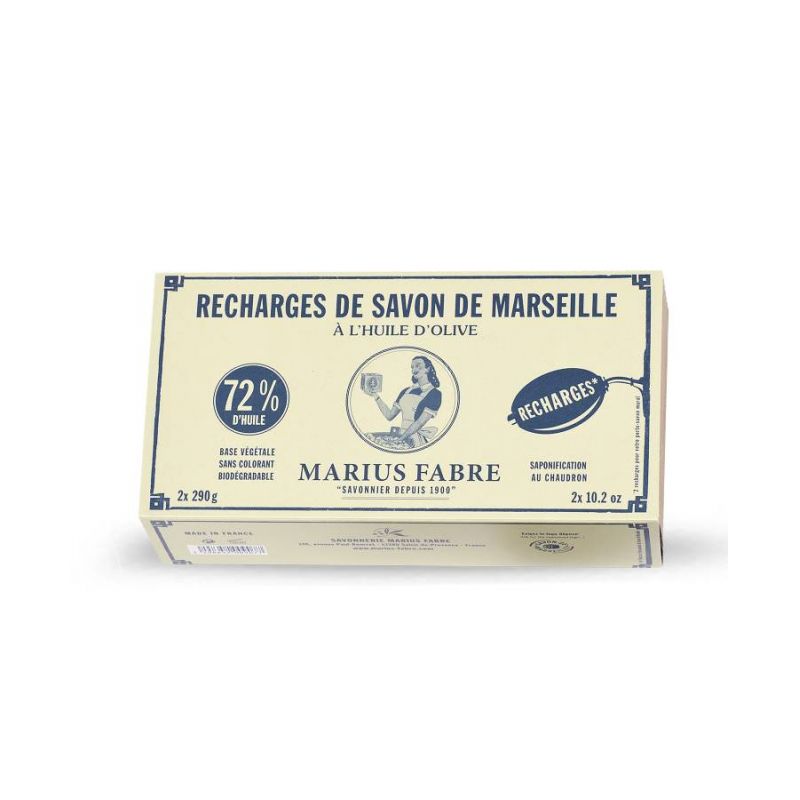 Le savon de Marseille rotatif Bio à fixer au mur - Recharge 2x 290g - Marius Fabre