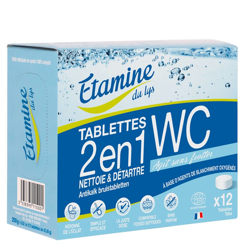 Ökologische WC-Tabs 2-in-1, reinigend und entkalkend – 12 Stück – Etamine du Lys