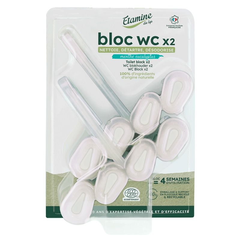 Fester ökologischer WC-Block mit Minze & Eukalyptus – 2×50g – Etamine du Lys