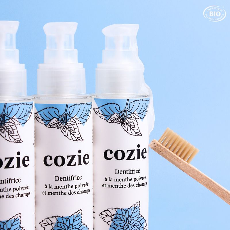 Dentifrice BIO à la menthe poivrée & menthe des champs (en verre consigné et réutilisable)  - 100ml - Cozie