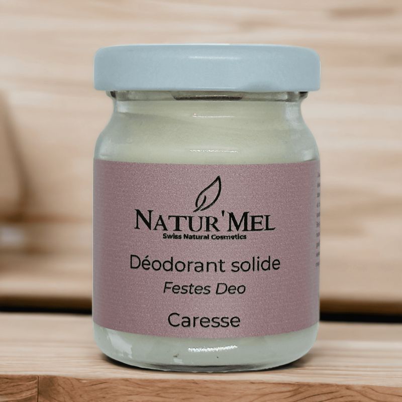 Deodorante solido svizzero & BIO, Caresse – Vaso in vetro 50ml – Natur'Mel Cosm’Ethique