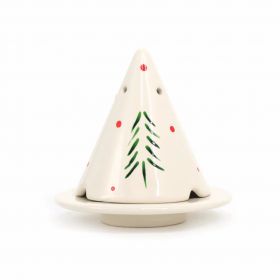 Lampe Merlin, Diffusor für Cade-Holz (handbemalt), Limitierte Edition „Tannen & Rote Punkte“ – Ambiance Cade