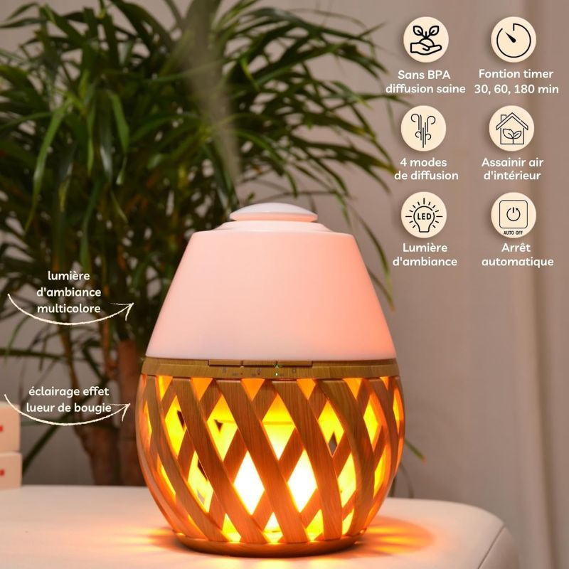 Diffusore di oli essenziali a ultrasuoni DOLSIA – Multicolore & effetto candela – Zen’Arômebig & Kerzenlichteffekt – Zen’Arôme