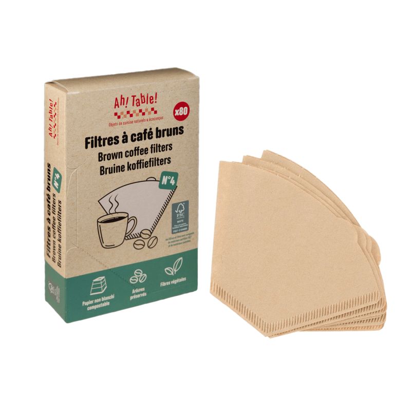 Umweltfreundliche Kaffeefilter aus ungebleichtem, kompostierbarem Papier - Größe 4, 80 Stück - La Droguerie Ecologique