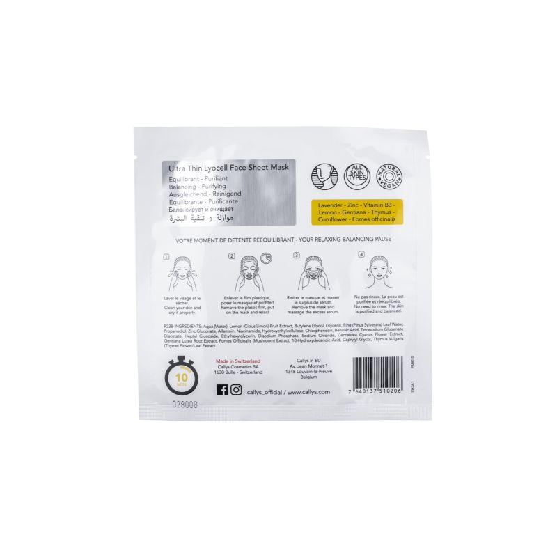 Pause en Altitude - Ausgleichende & Reinigungs-Cellulosemaske - Callys - 10 ml