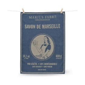 Strofinaccio in cotone blu «Savon de Marseille», tessuto in Francia - 50 x 70 cm - Marius Fabre
