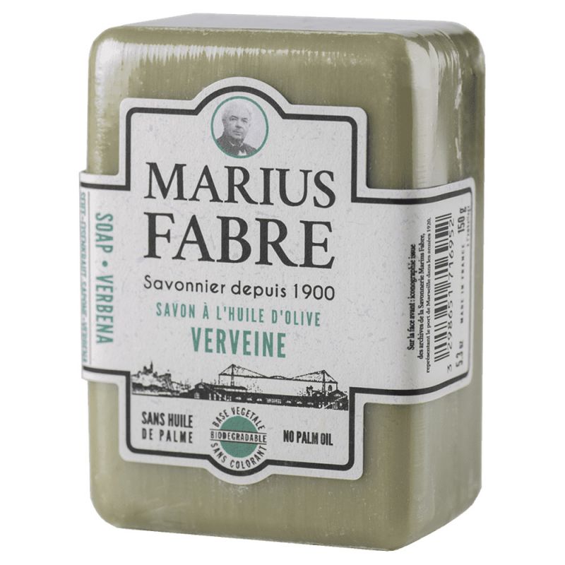 Savon huile olive Marius Fabre - 250g - parfum Verveine, sans huile de palme, fabrication francaise