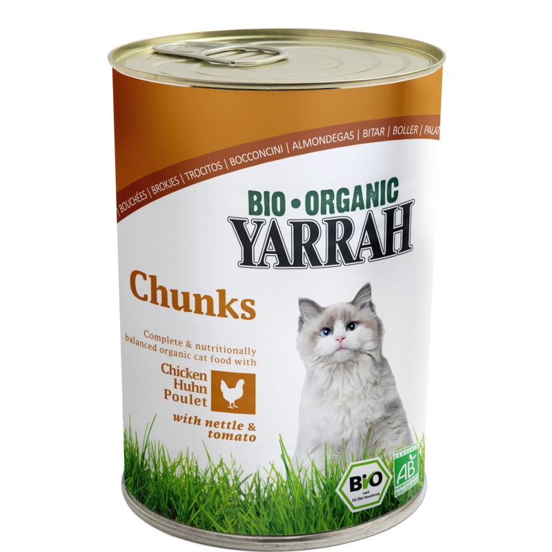 Bouchées pour chat au poulet en boîte - 405g - Yarrah Bio