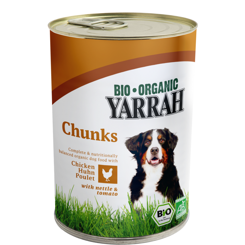 Bouchées Bio pour chiens au poulet en boîte - Poulet - 820g - Yarrah BIO