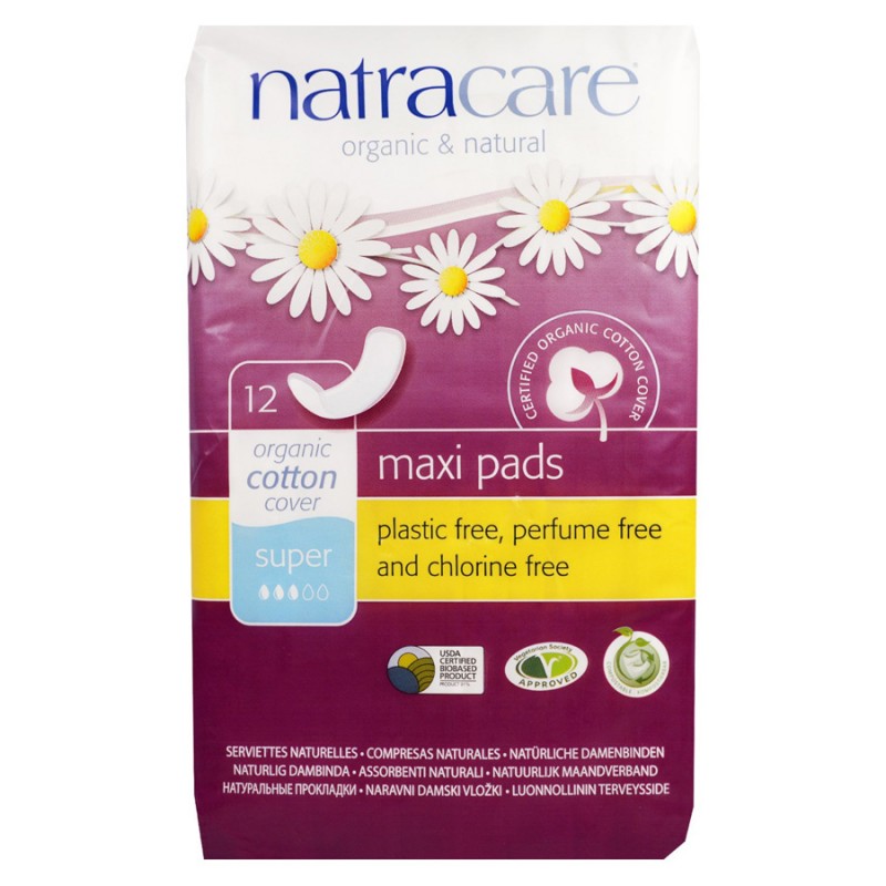 Serviette Maxi Pads en coton biologique - Super - 12 pièces - Natracare