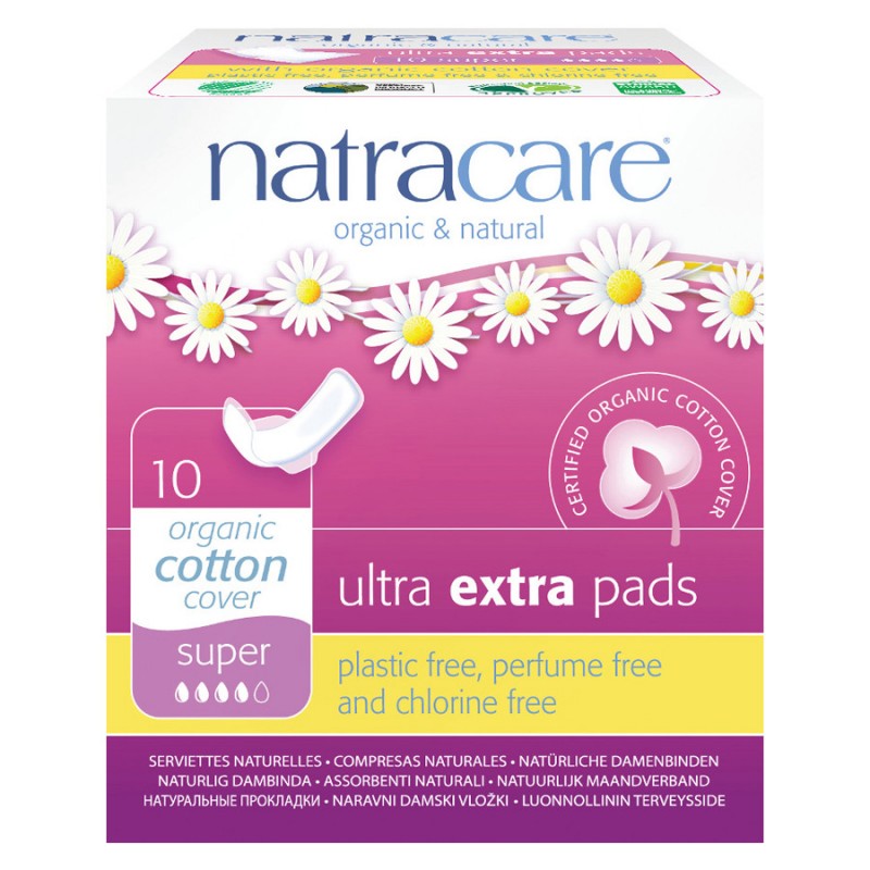 Salviette Ultra Extra di cotone biologica, Super - 10 pezzi - Natracare