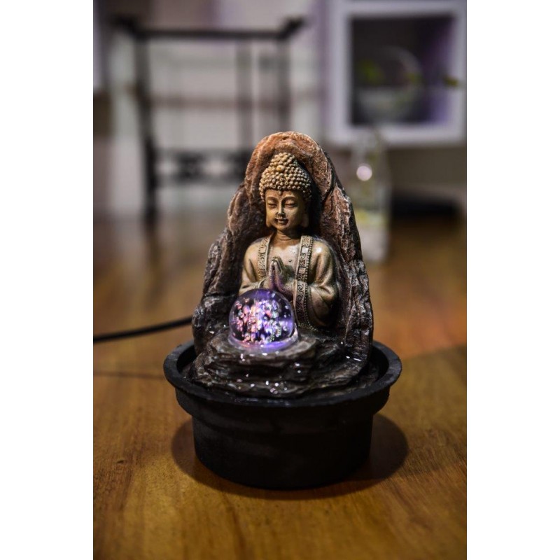 Fontana - Buddha "Peace" (con illuminazione a LED e a sfera) - Zen'Light