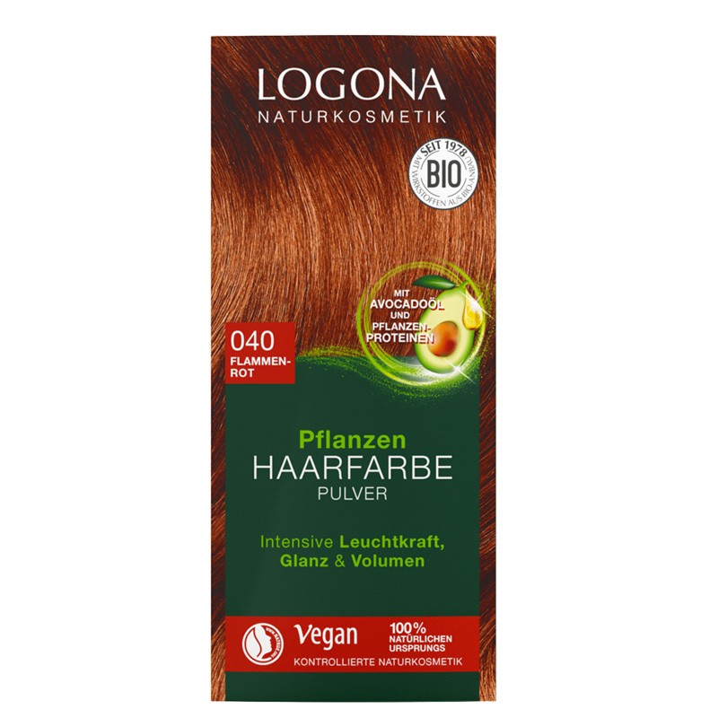 Pflanzen-Haarfarbe-Pulver 040 - Flammenrot - 2x50g - Logona