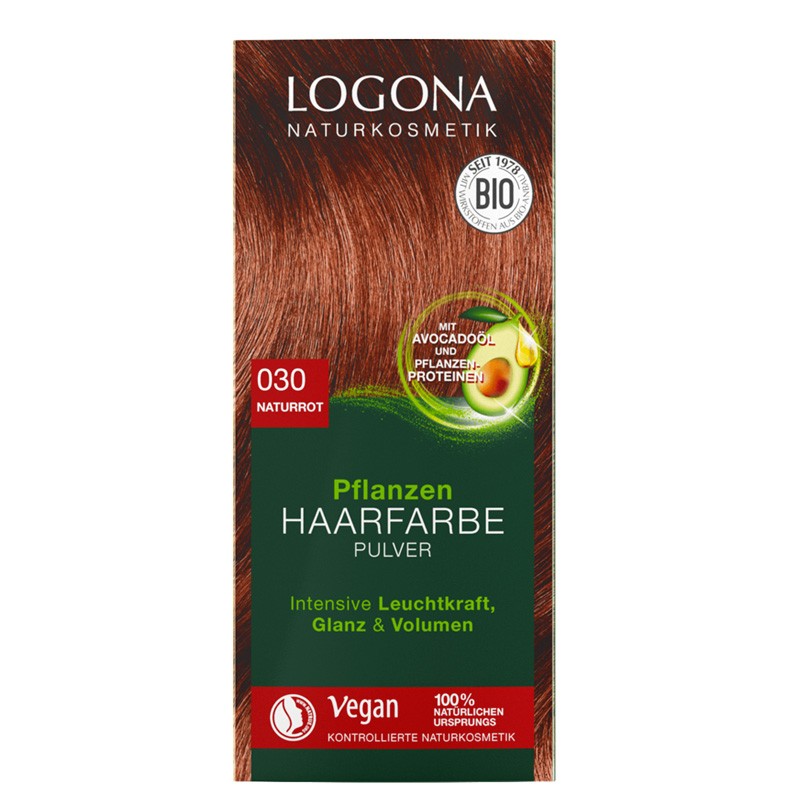 Pflanzen-Haarfarbe-Pulver 030 - Henna-Naturrot - 100g - Logona