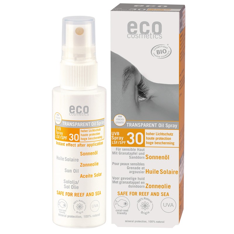 Olio solare biologico trasparente, pelle sensibile - Senza profumo - SFP 30 - 50ml - ECO Cosmetics