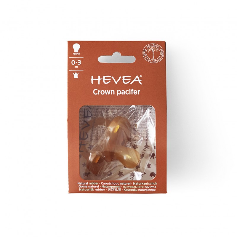 Tétines (lolettes) pour bébés 100% caoutchouc naturel - "Crown pacifier" Arrondie, 0 à 3 mois - Hevea