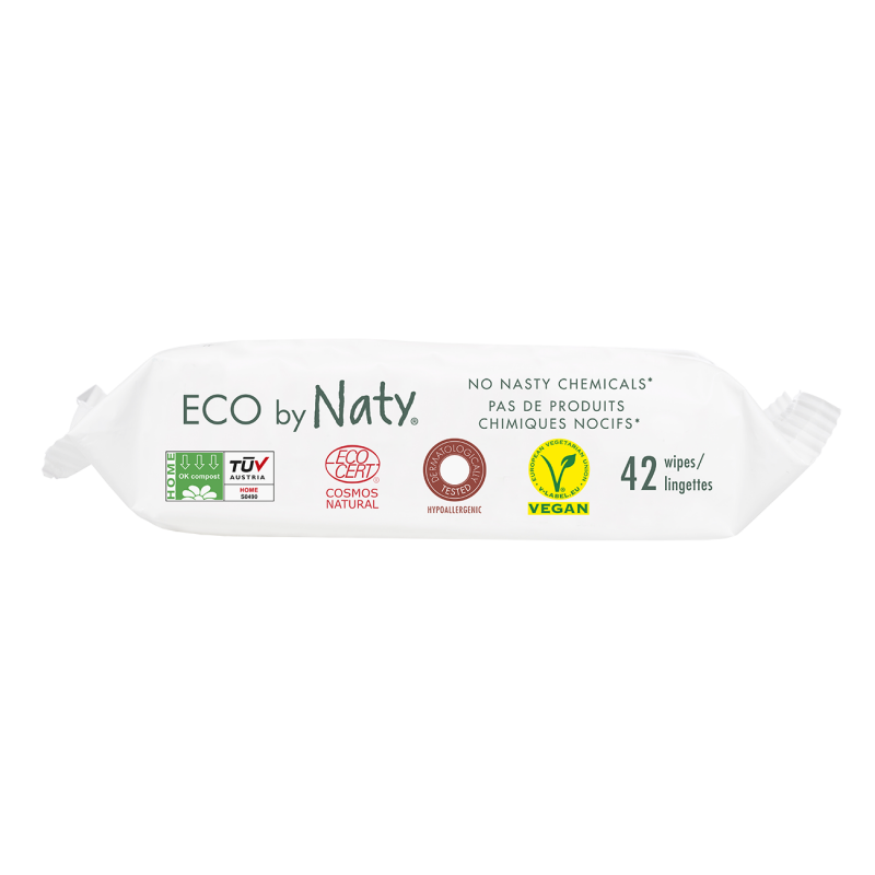 Salviette bebè senza profumo, monouso nella toilette, biodegradabile al 100% - 42 pz - ECO by Naty