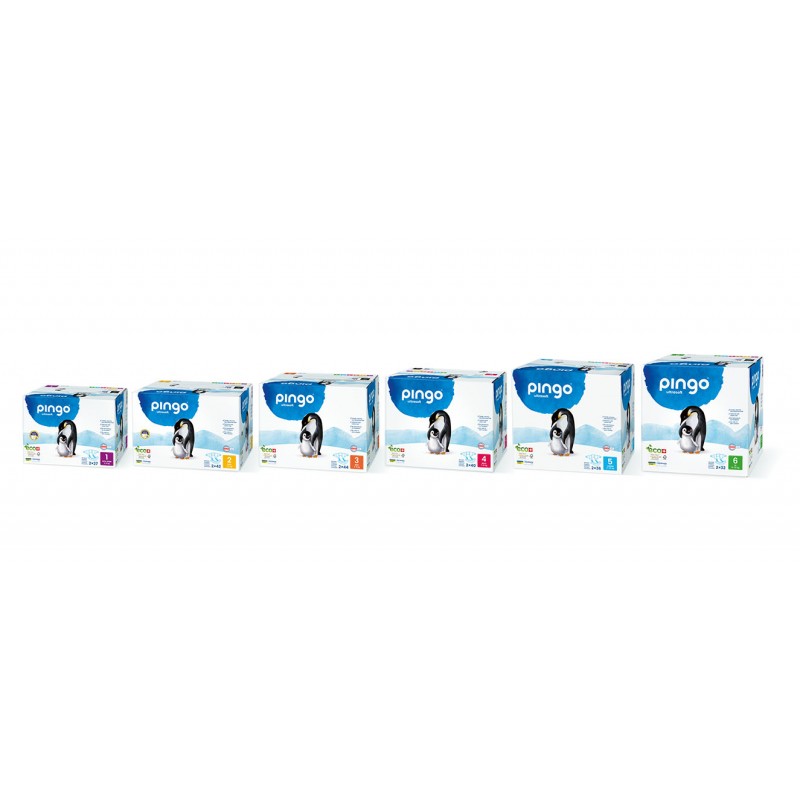 Couches-culottes pour bébé Suisses & Écologiques - Taille 5, Junior (12-25kg) - 2x cartons de 36 pces - Pingo