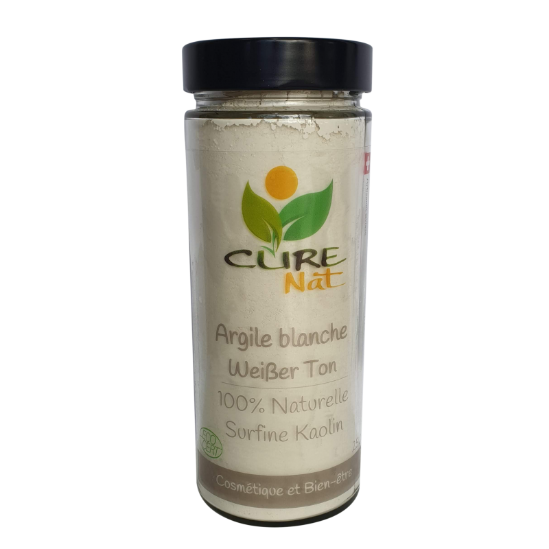 Argile Blanche (Kaolin) BIO - 250g (verre) ou 250g (recharge) - Curenat