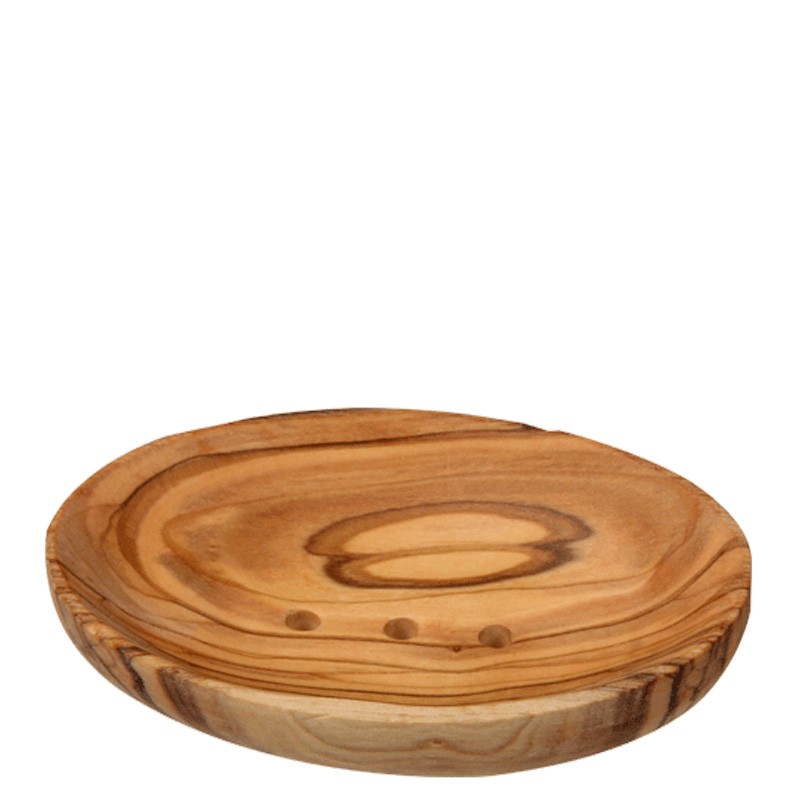 Portasapone ovale in legno d'ulivo - 9x6cm - Anaé