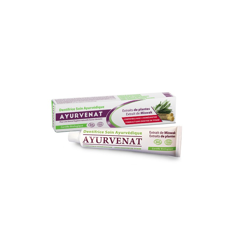 Dentifrice ayurvédique à l'extrait de plante de Miswak biologique - 75ml - Ayurvenat