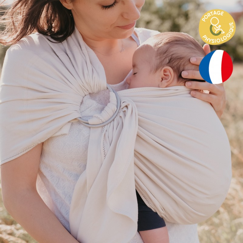 Babytragetuch aus Bio-Baumwolle ohne Knoten - My SLING Jersey , Ecru - NéoBulle