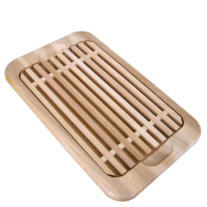 Planche à pain avec grille, en hêtre huilé certifié FSC - 40 x 23,5 x 3,5cm - Ah Table